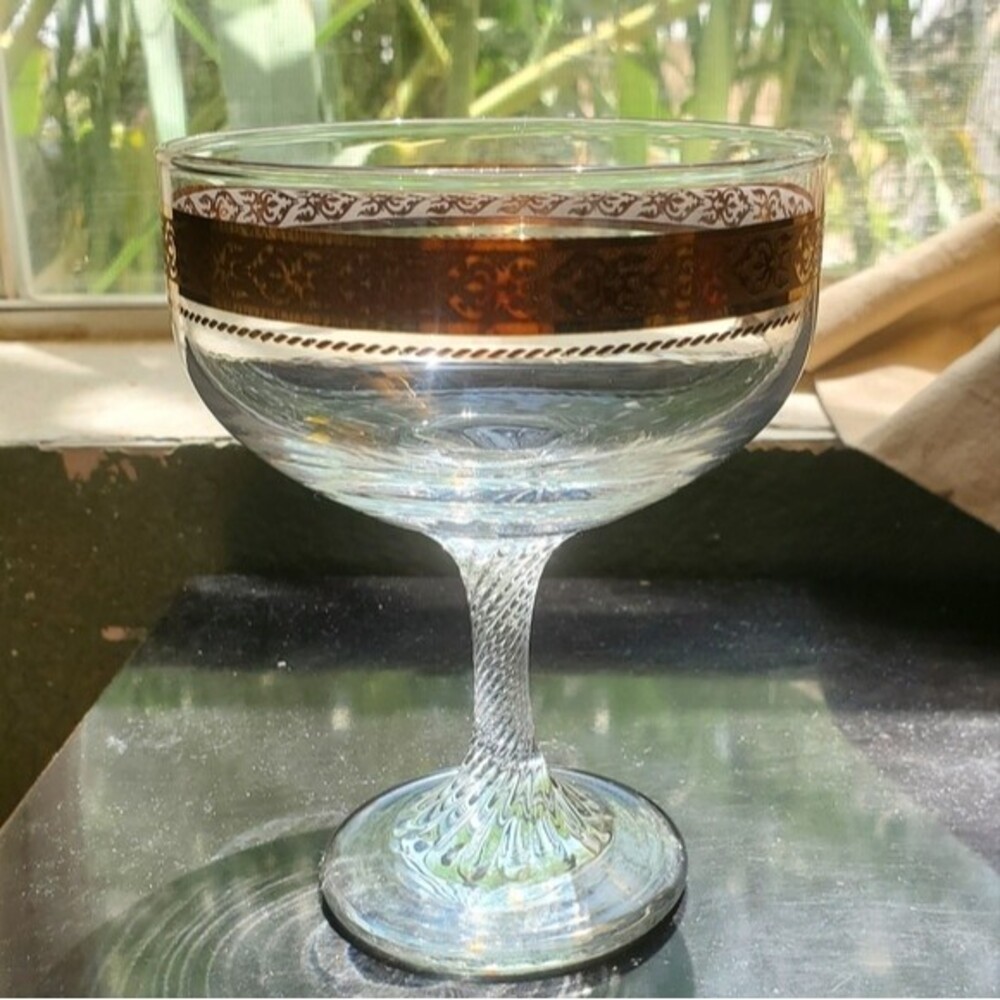 Vintage Gold Band Coupe Glasses | Champagne Sherbet Set of 6